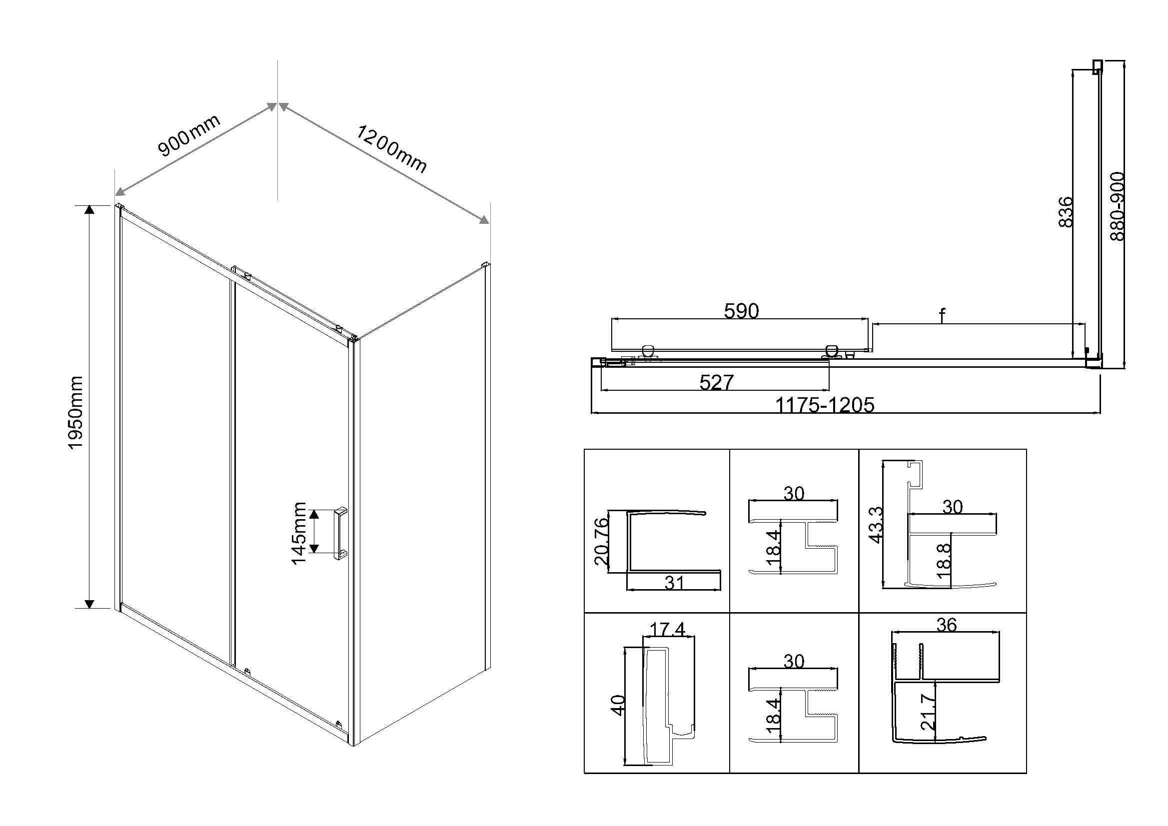 Душевой уголок City VSR-5CT9012CL, 1200*900, хром, стекло прозрачное - Gidratop.ru изображение