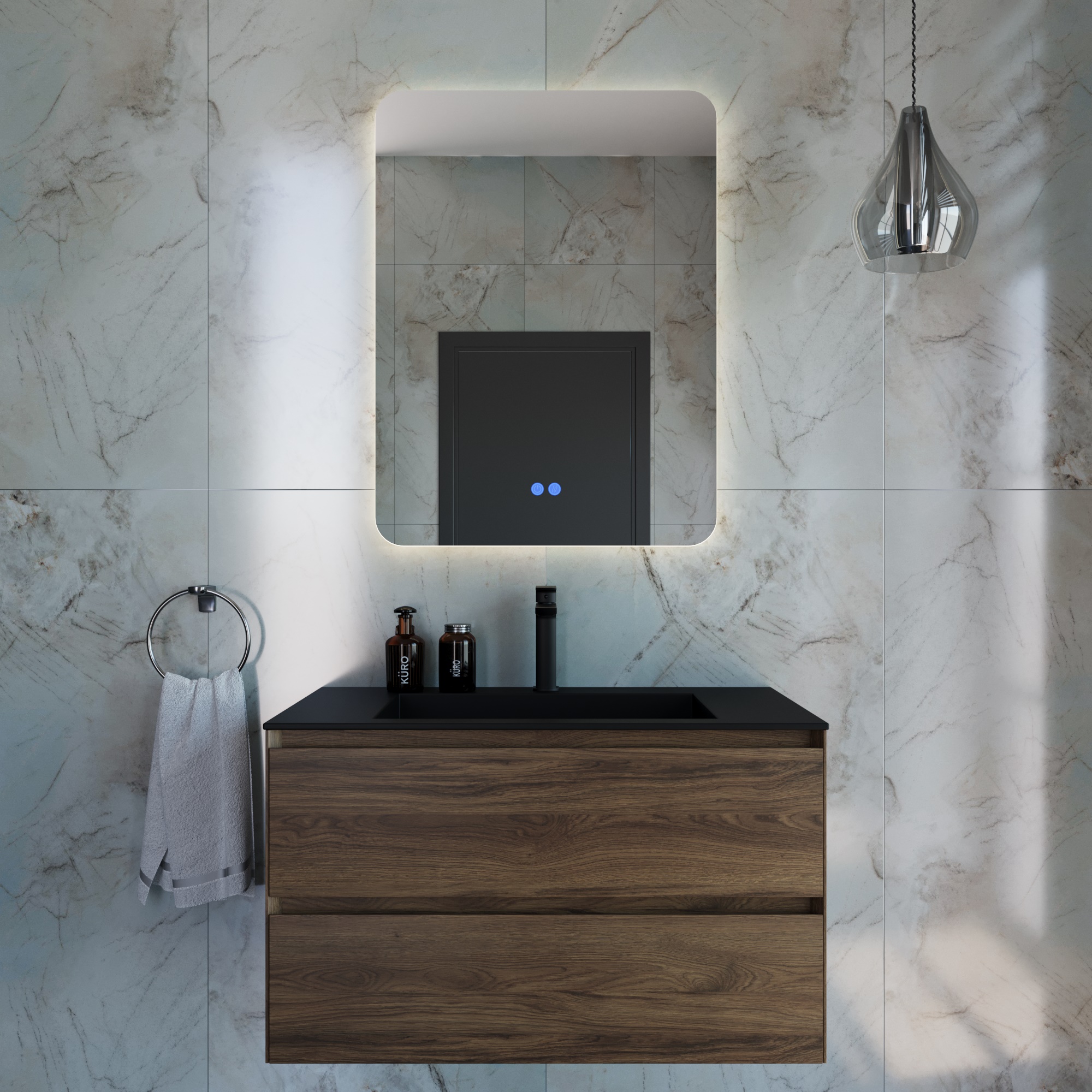 База под раковину Luka 800 подвесная, 2 выкатных ящика soft-close, С.Oak - Gidratop.ru изображение
