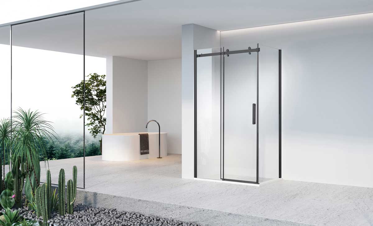 Душевой уголок Como-N VSR-4CN8013CLB, 1300*800, черный, стекло прозрачное - Gidratop.ru изображение