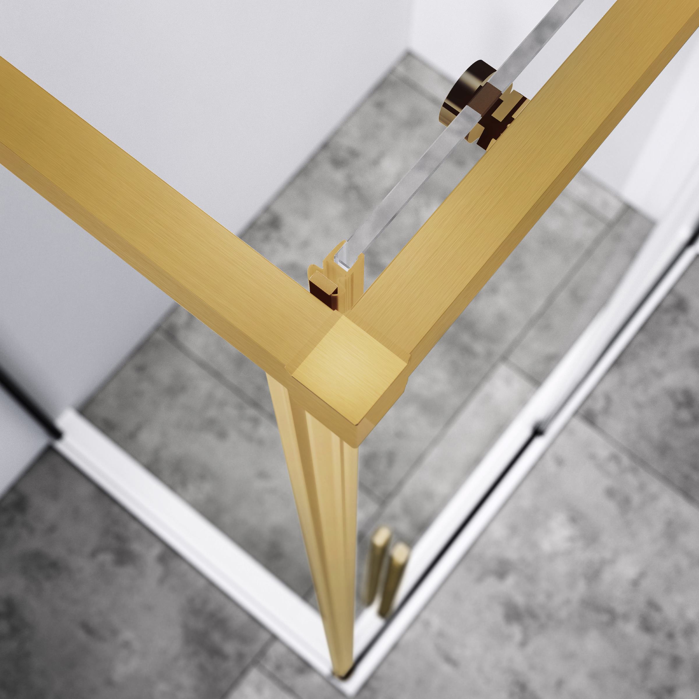 Душевой уголок Slim-N VSR-4SN8013CLG, 1300*800, брашированное золото, стекло прозрачное - Gidratop.ru изображение