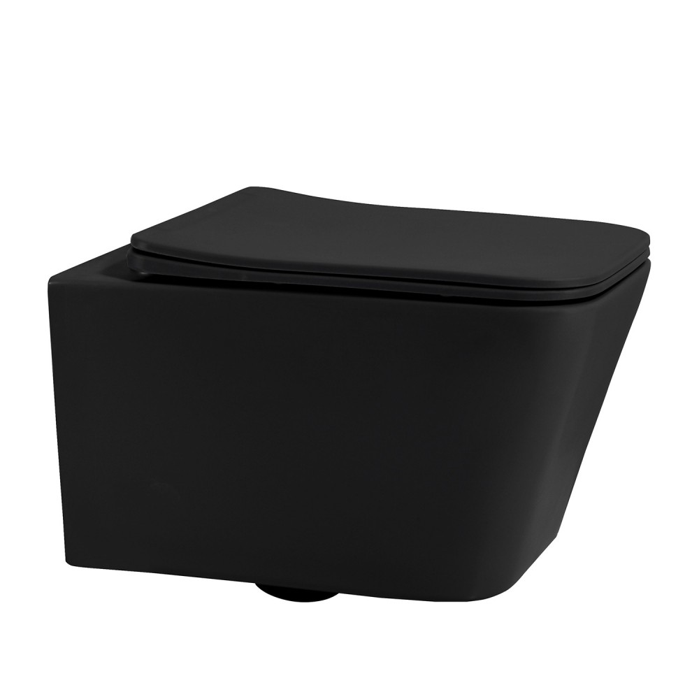 Комплект подвесной унитаз ABBER Rechteck AC1201MB черный матовый с инсталляцией AC0105 и кнопкой AC0120MB черный матовый - Gidratop.ru изображение