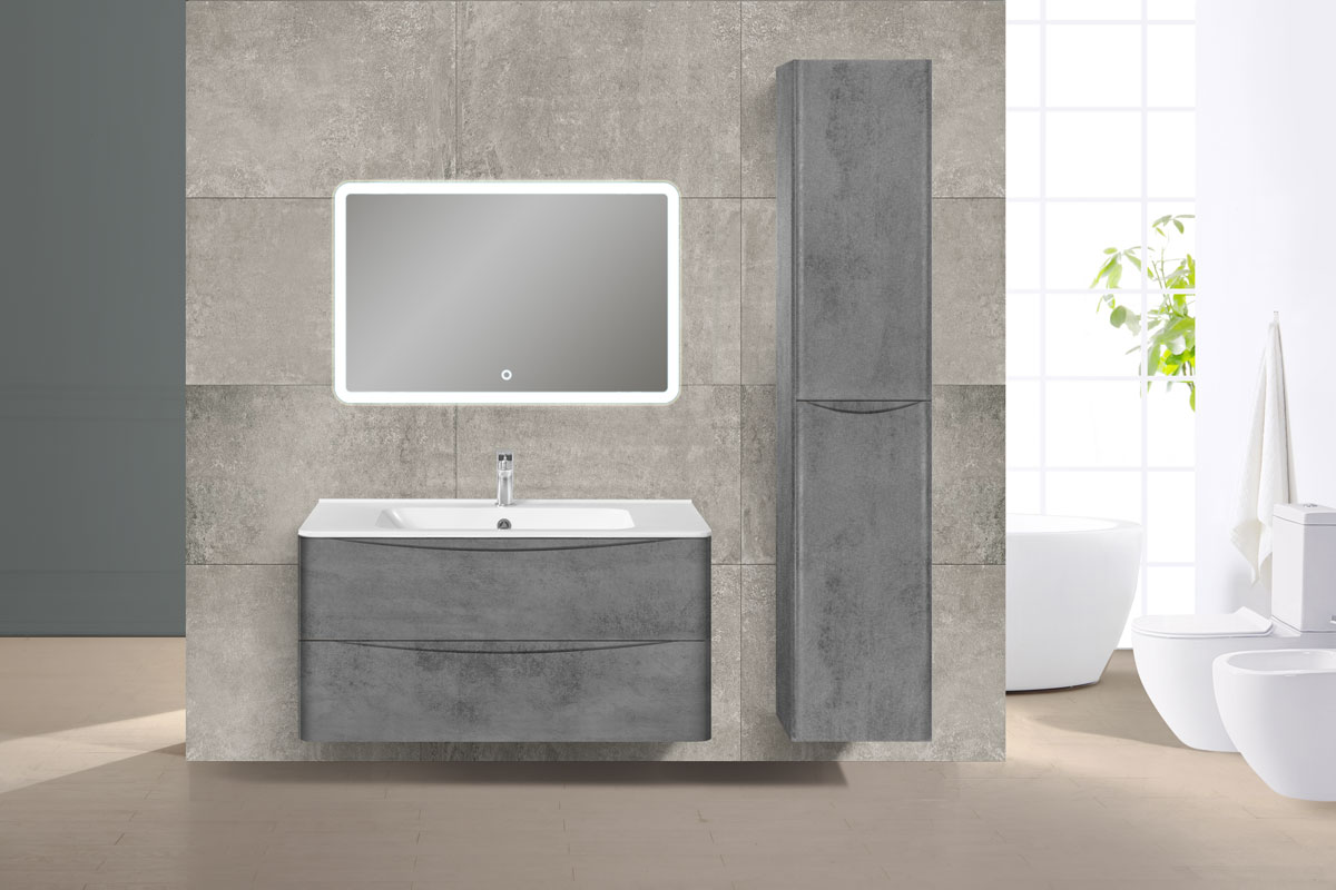 База под раковину Paola 1000 подвесная, 2 выкатных ящика soft close, Beton - Gidratop.ru изображение