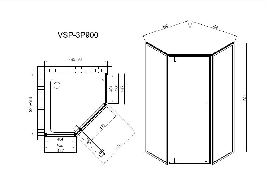 Душевой уголок Penta VSP-3P900CL, 900*900, хром, стекло прозрачное - Gidratop.ru изображение