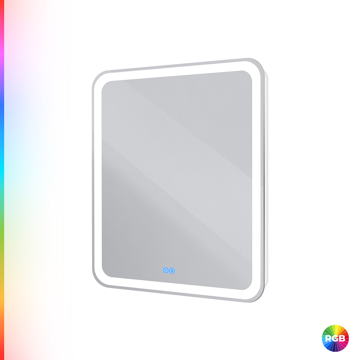 MULTICOLORE Зеркало со встроенной разноцветной подсветкой RGB и сенсорным выключателем CZR-SPC-MC-800-800-RGB-TCH, 12V, 220-240V, 800x800x30 - Gidratop.ru изображение