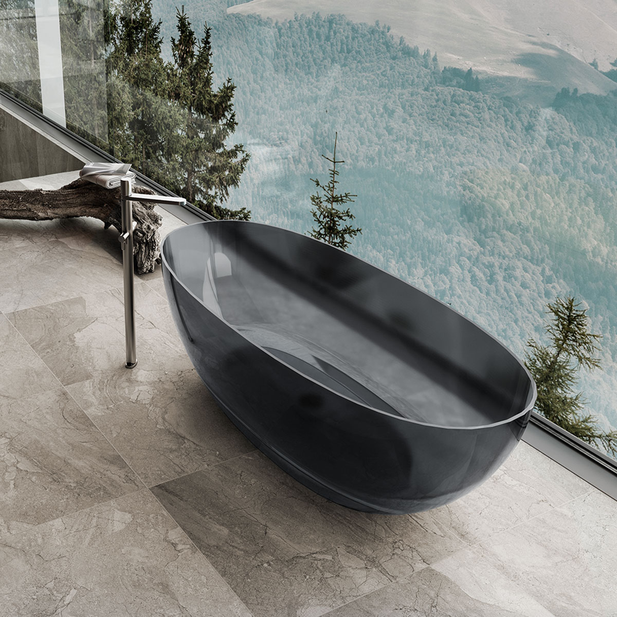 Ванна прозрачна Vincea VBT-6T01B, 1700*750*550, цвет черный - Gidratop.ru изображение