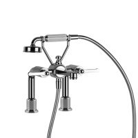 GESSI VENTI20 смеситель для установки на борт ванны на 2 отверстия, двухвентильный, с ручным душем и шлангом 1500 мм., цвет хром - Gidratop.ru изображение