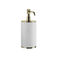 GESSI VENTI20 дозатор для жидкого мыла настольный, цвет белый, фурнитура Brass PVD - Gidratop.ru изображение