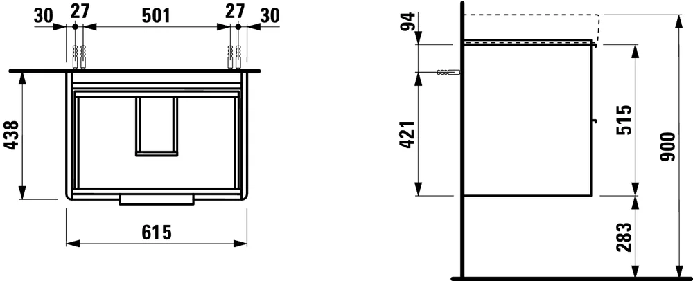 Тумба под раковину Laufen Base 4023321102601, 61 см, 2 ящика - Gidratop.ru изображение