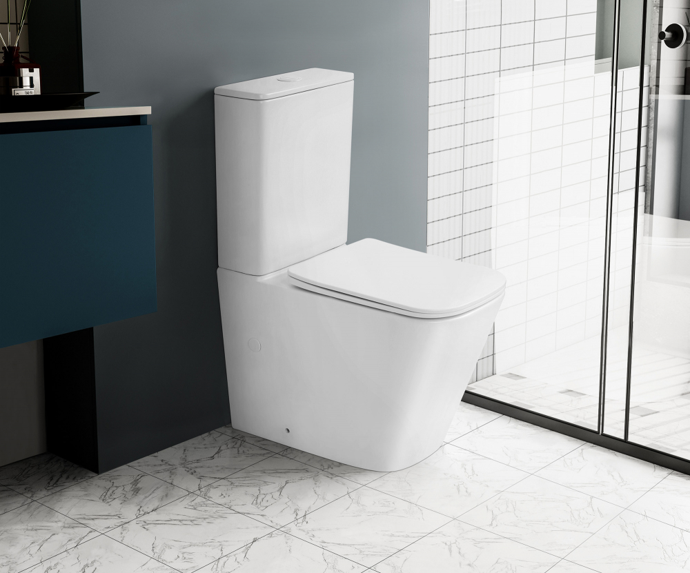Унитаз ABBER Rechteck AC1210TMW компакт белый матовый, безободковый, смыв торнадо - Gidratop.ru изображение