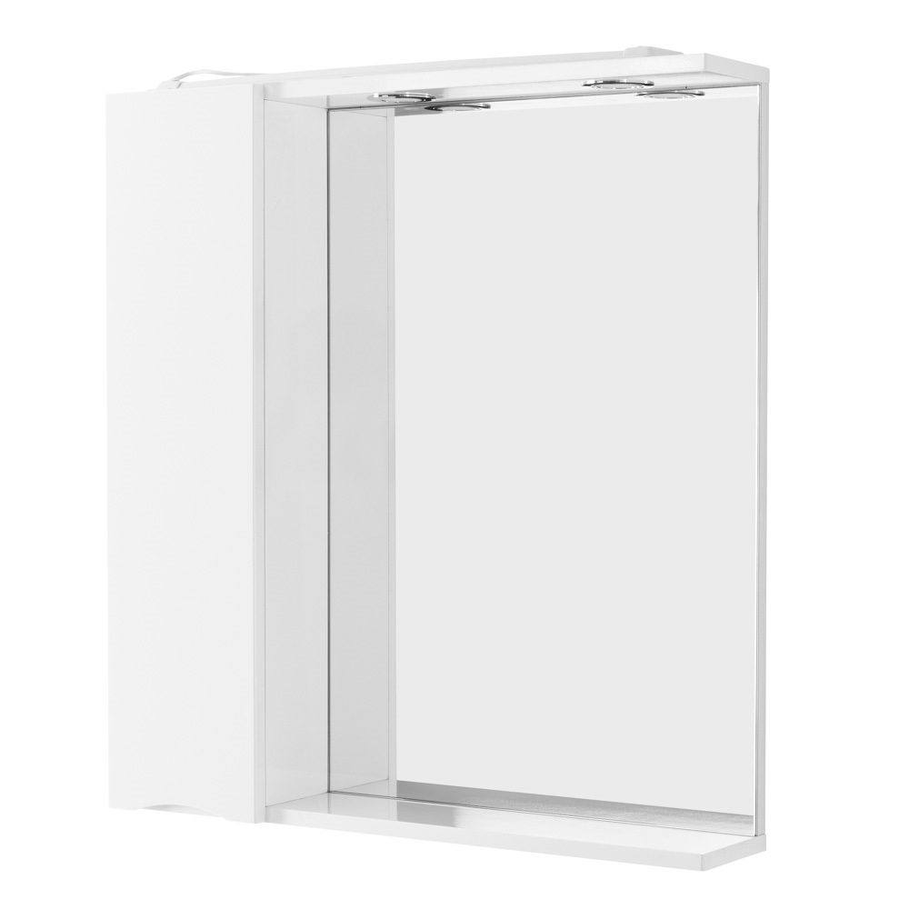 MARINO Шкаф зеркальный подвесной с одной распашной дверцей с доводчиками, LED 2x4W, левосторонний, Bianco Lucido, 600х150х750, MARINO-SPC-600/750-1A-BL-P-L - Gidratop.ru изображение