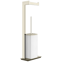 GESSI  INVERSO ACCESSORIES напольный держатель для туалетной бумаги и ершик, белый, цвет: Warm Bronze Br PVD - Gidratop.ru изображение
