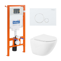 Комплект 4 в 1 Унитаз подвесной BelBagno AMANDA BB051CHR с сиденьем BB051SC + Система инсталляции для унитазов BelBagno BB002-80 с кнопкой смыва BB014-SR-BIANCO - Gidratop.ru изображение