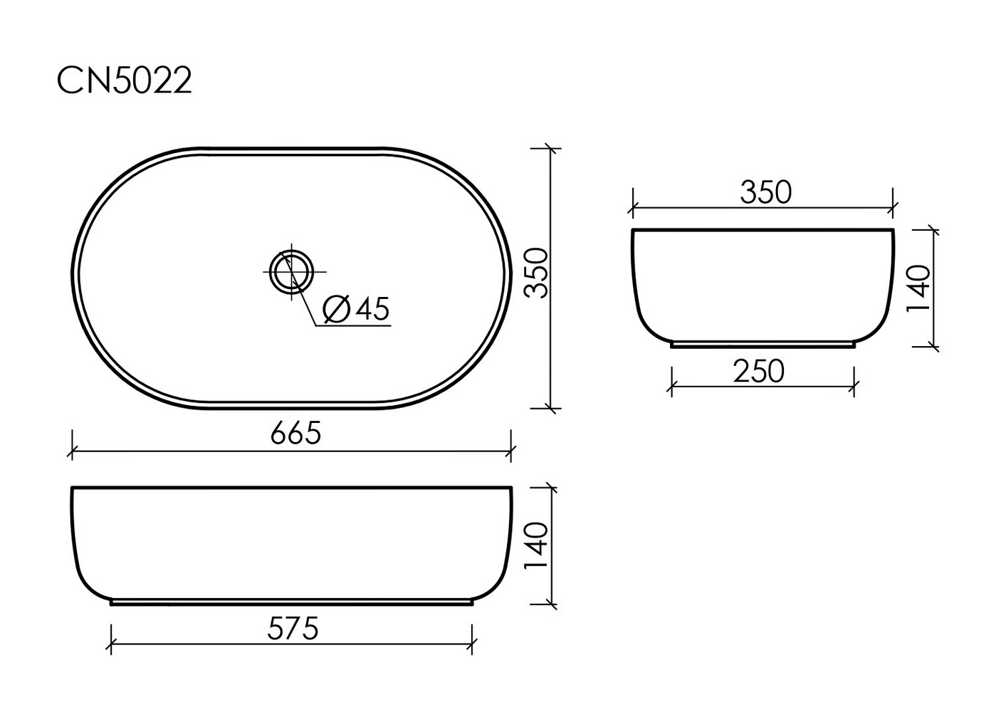 Умывальник чаша накладная овальная Element 675x350x140мм - Gidratop.ru изображение