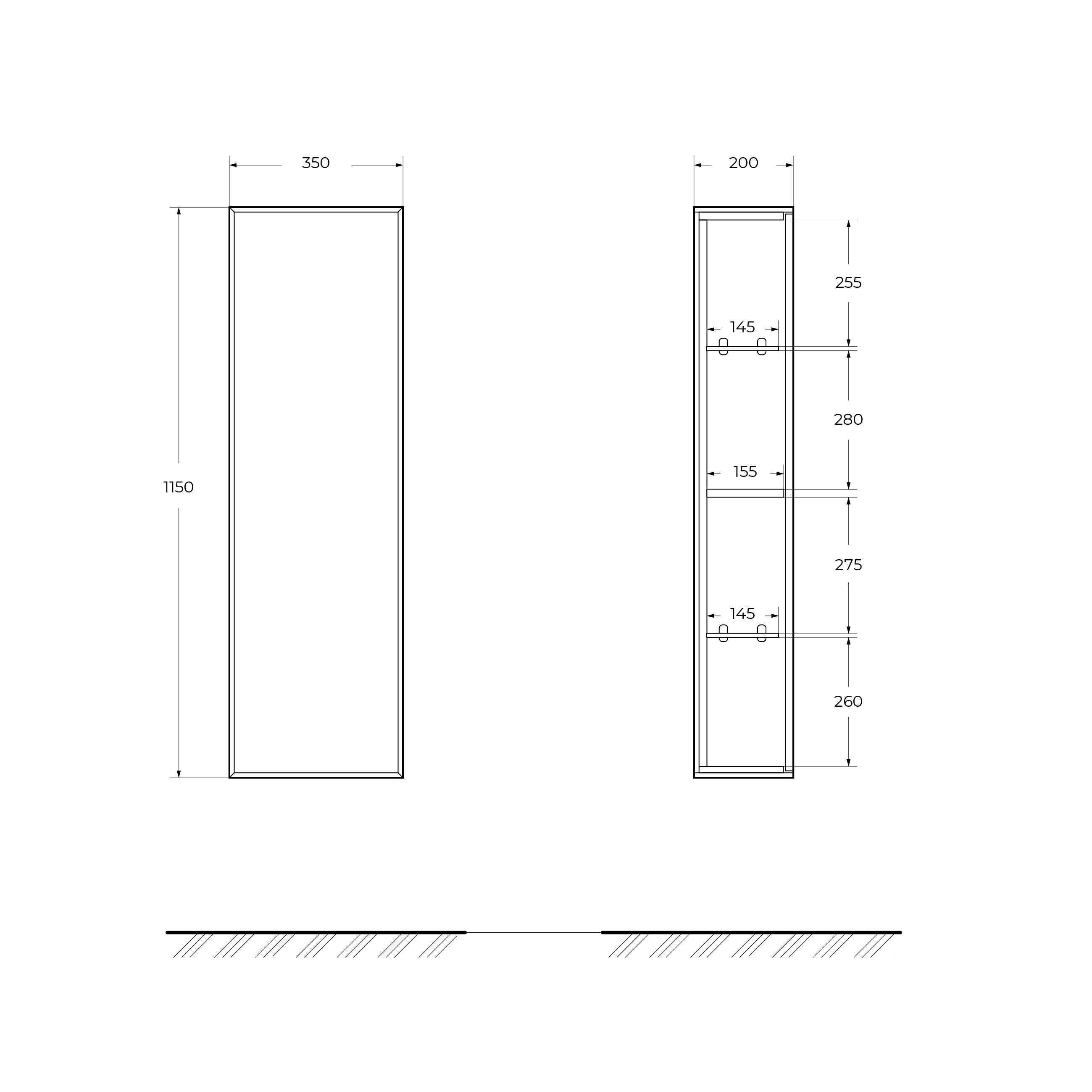 PORTOFINO Колонна подвесная с одной распашной дверцей, реверсивная 55967 Blu Avio, 35x20x115 - Gidratop.ru изображение