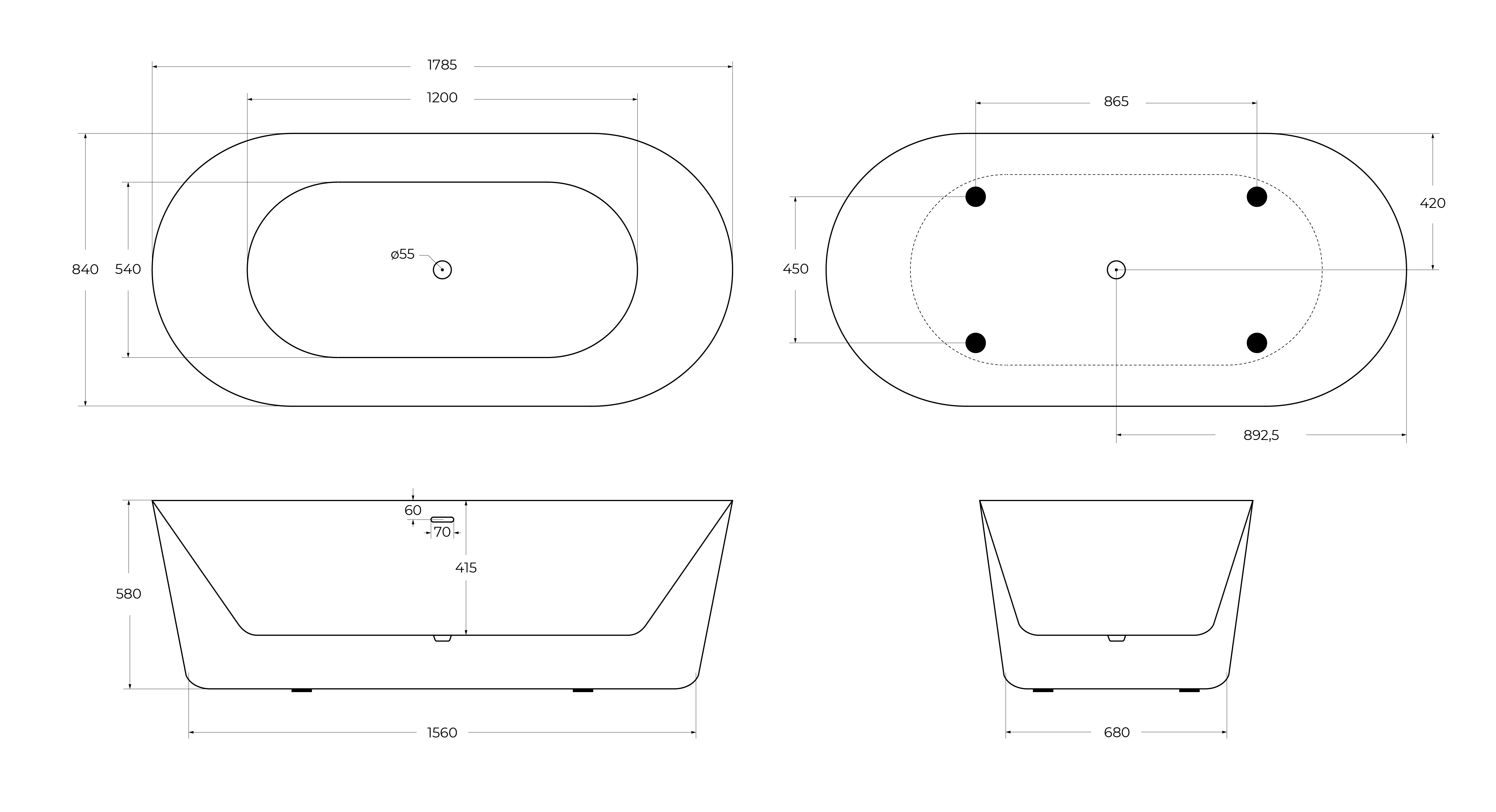Акриловая ванна BELBAGNO BB306-1785 - Gidratop.ru изображение