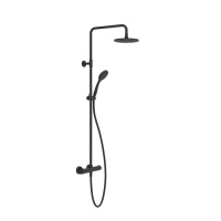 Gessi Emporio shower настенный смеситель-термостат, душевая головка, переключатель, штанга, шланг, душ, цвет: Black XL - Gidratop.ru изображение