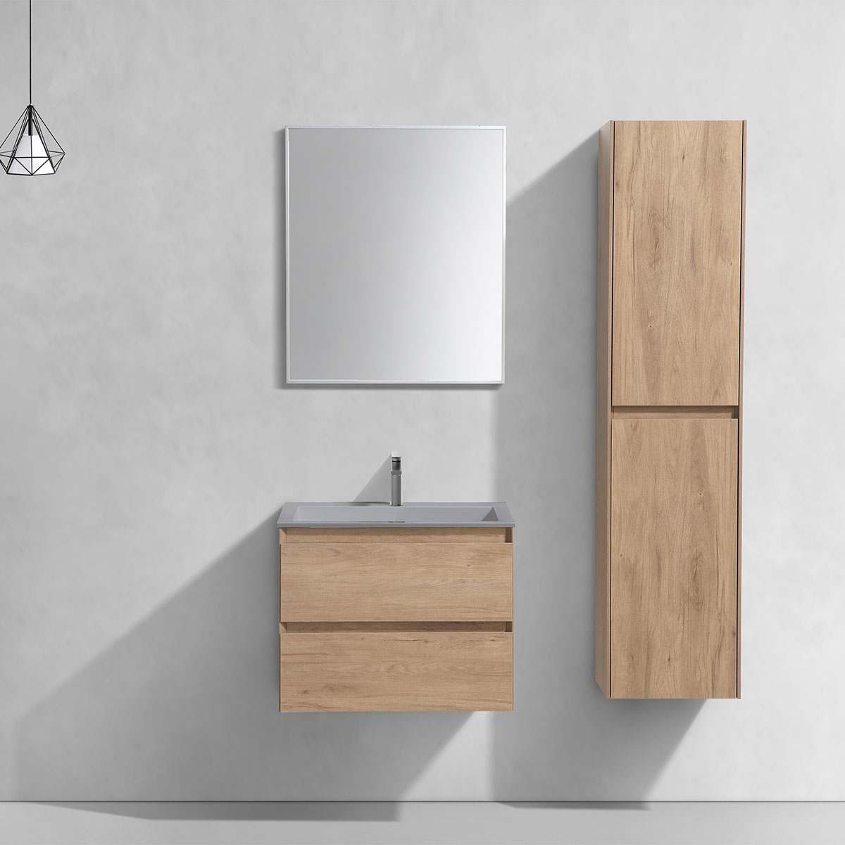 База под раковину Luka 600 подвесная, 2 выкатных ящика soft-close, N.Oak - Gidratop.ru изображение