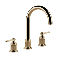 GESSI VENTI20 смеситель для раковины на 3 отверстия, высота излива 168 мм., в комплекте с донным клапаном, цвет Warm Bronze PVD - Gidratop.ru изображение
