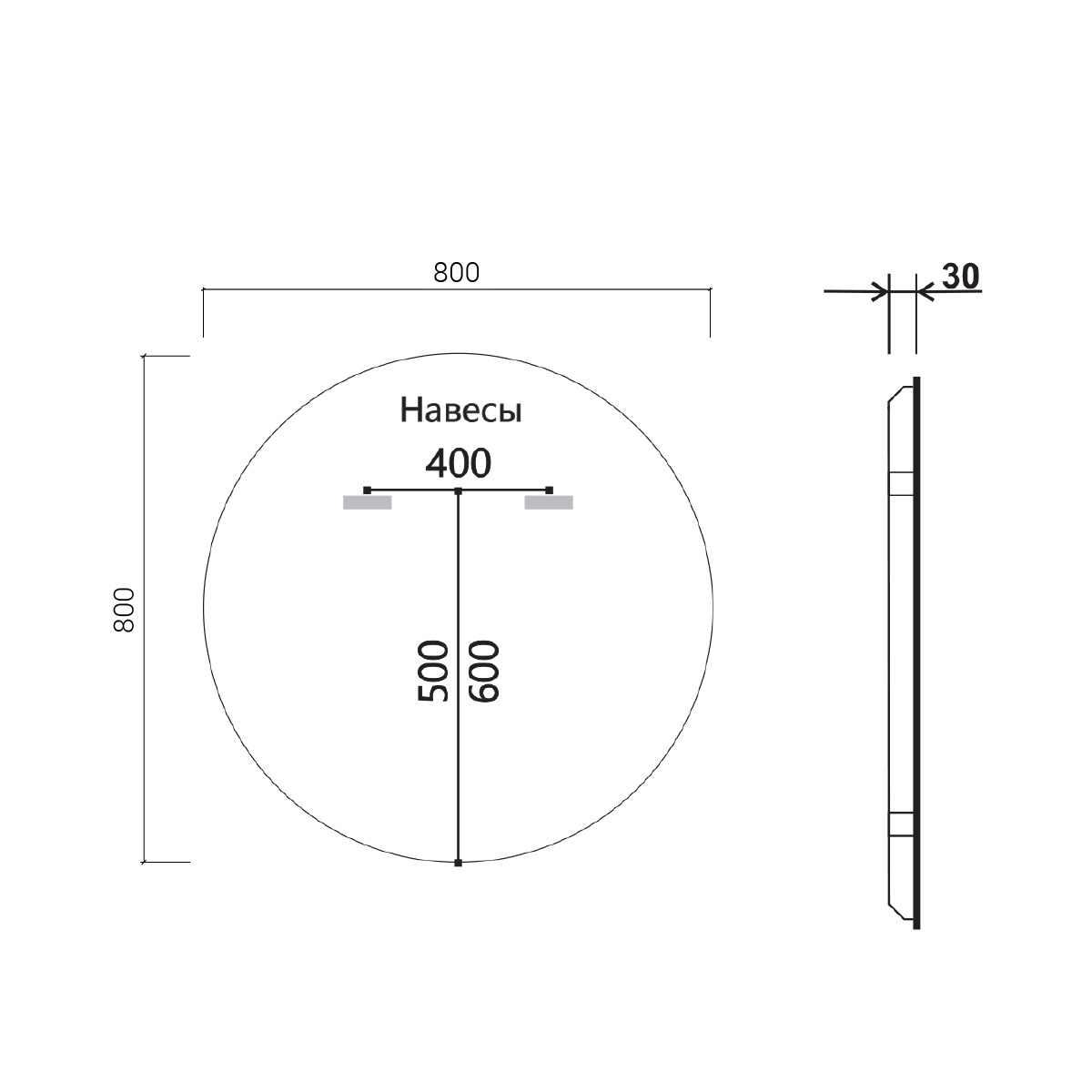 Зеркало LED VLM-3DE800B 800x800 c сенсорным выключателем и диммером - Gidratop.ru изображение