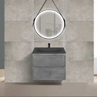 База под раковину Vico 600 подвесная, 2 выкатных ящика soft close, Beton - Gidratop.ru изображение