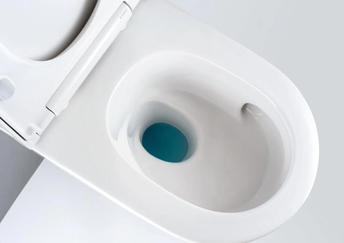 Подвесной безободковый унитаз Geberit One, с технологией смыва TurboFlush, крышка микролифт с глянцевой хромированной вставкой, 500.202.01.1 - Gidratop.ru изображение