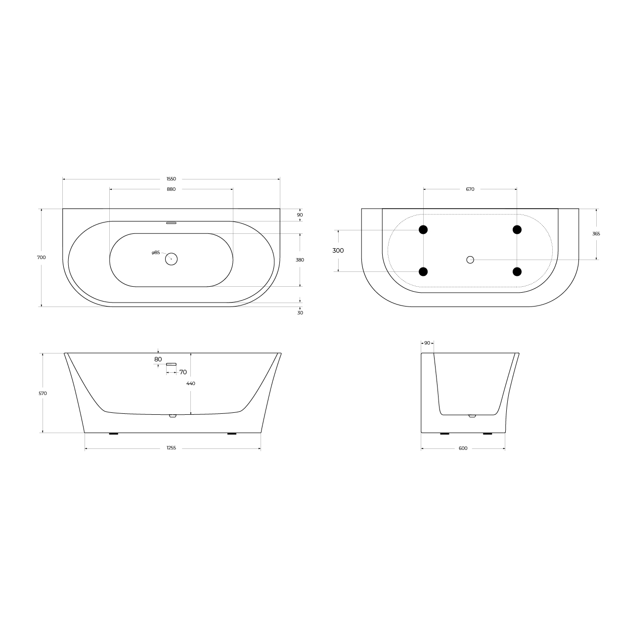 Акриловая ванна BELBAGNO BB711-1550-700 - Gidratop.ru изображение