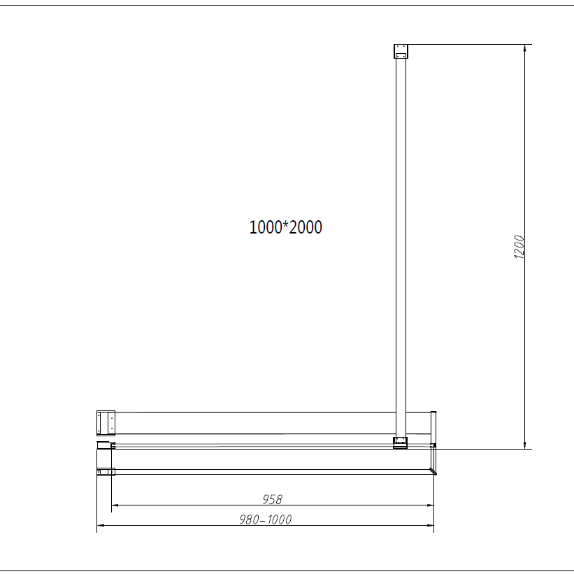 Душевая перегородка Walk-In HR VSW-4HR100CGB, 1000*2000, черный, стекло тонированное - Gidratop.ru изображение