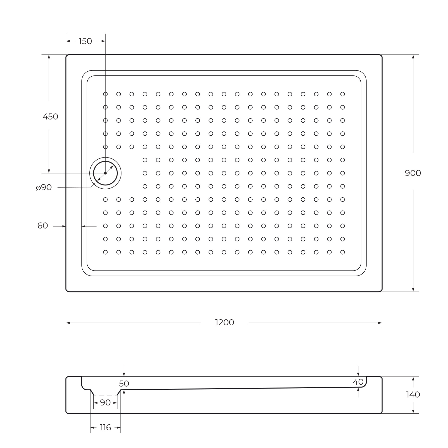 Акриловый поддон CEZARES TRAY-A-AH-120/90-15-W0 - Gidratop.ru изображение