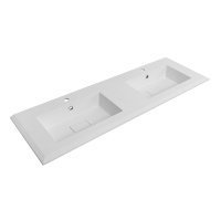 раковина из искусственного мрамора с двумя чашами 50215 Bianco opaco, 141x46x1,6
