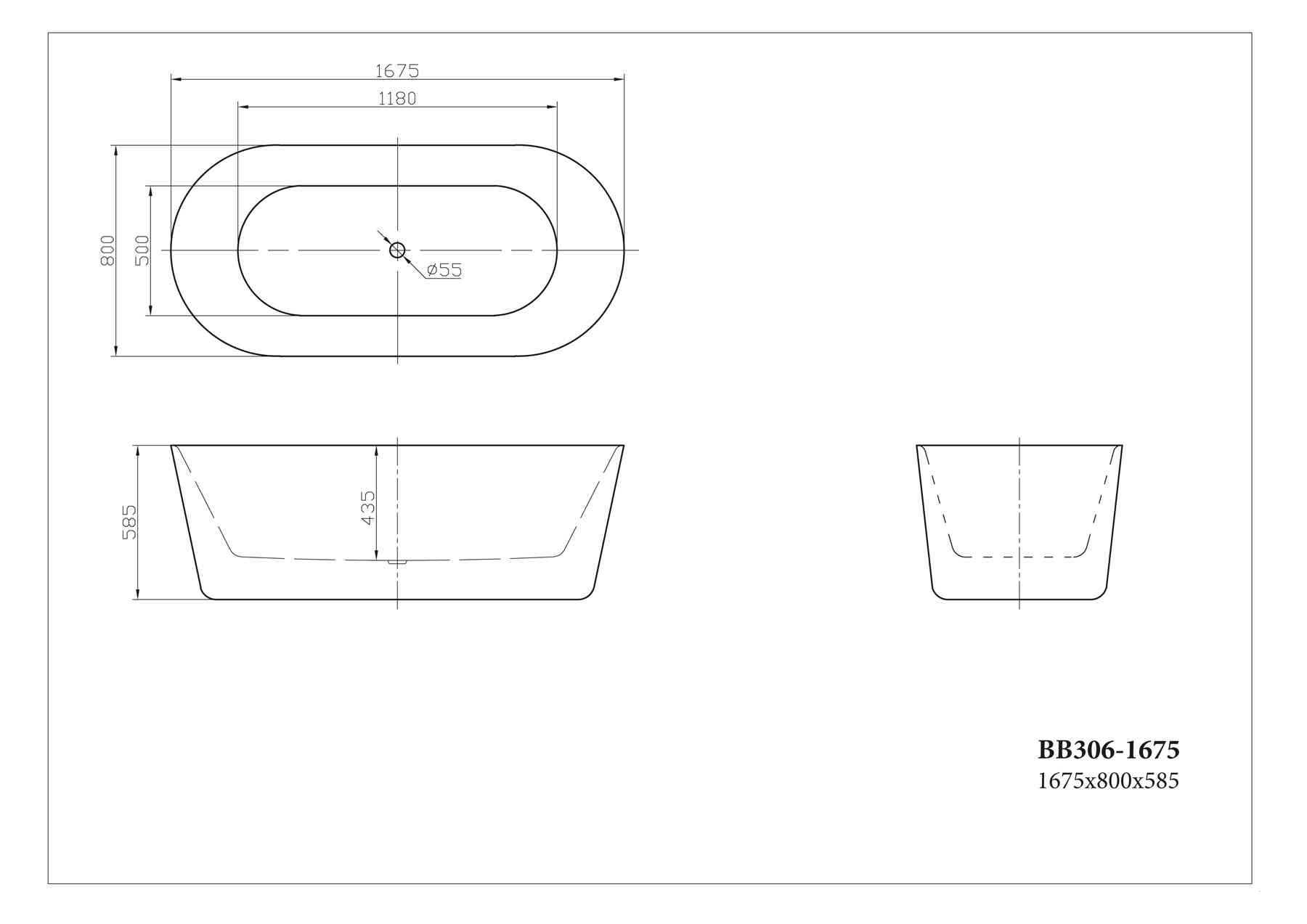 Акриловая ванна BELBAGNO BB306-1675 - Gidratop.ru изображение