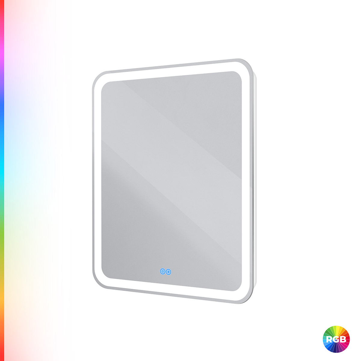 MULTICOLORE Зеркало со встроенной разноцветной подсветкой RGB и сенсорным выключателем CZR-SPC-MC-700-800-RGB-TCH, 12V, 220-240V, 700x800x30 - Gidratop.ru изображение