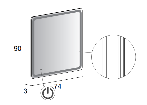 Зеркало со встроенной LED подсветкой touch system 44998, 74х90 - Gidratop.ru изображение