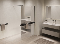 Душевая перегородка Walk-In VSW-1HR900MRB, 900*2000, черный, стекло зеркальное - Gidratop.ru изображение