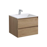 База под раковину Luka 600 подвесная, 2 выкатных ящика soft-close, N.Oak - Gidratop.ru изображение