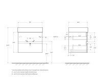 MOLVENO 46 База под раковину подвесная с двумя выкатными ящиками, Noce Chiaro, 600x460x500, MOLVENO 46-60-2C-SO-NC - Gidratop.ru изображение