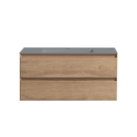 База под раковину Luka 1000 подвесная, 2 выкатных ящика soft-close, N.Oak - Gidratop.ru изображение