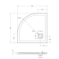 Душевой поддон из искусственного мрамора в комплекте с сифоном BelBagno UNO TRAY-MR-UNO-R-80-550-35-W-CR - Gidratop.ru изображение