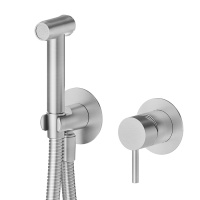Newform X-STEEL 316 Смеситель с гигиеническим душем, держатель, шланг 120 см, наружная часть (для 27852) цвет: INOX - Gidratop.ru изображение
