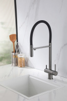 Смеситель ABBER Wasser Kreis AF81141NG для кухни с подключением фильтра и выдвижной лейкой, никель - Gidratop.ru изображение