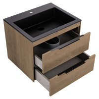 База под раковину Chiara 2D 600 подвесная, 2 выкатных ящика soft-close, N.Oak - Gidratop.ru изображение