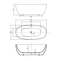 Ванна акриловая Vincea VBT-405-1860, 1860*885*605, цвет белый, щелевой перелив - Gidratop.ru изображение