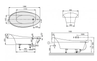 Квариловая ванна Villeroy&Boch Aveo 190 x 95 см UBQ194AVE7V-01 с ножками, без слива-перелива - Gidratop.ru изображение
