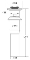 BB-PCU-02-IN Донный клапан для накладных раковин с системой Клик-клак с переливом, нержавеющая сталь, сатин - Gidratop.ru изображение