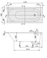 Квариловая ванна Villeroy&Boch Oberon 170 x 70 см, белый alpin, UBQ177OBE2V-01 - Gidratop.ru изображение