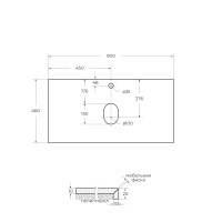Столешница из керамогранита 900x460 KEP-90-MNO Marmo Nero Opaco - Gidratop.ru изображение