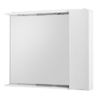 MARINO Шкаф зеркальный подвесной с одной распашной дверцей с доводчиками, LED 2x4W, правосторонний, Bianco Lucido, 800х150х750, MARINO-SPC-800/750-1A-BL-P-R - Gidratop.ru изображение