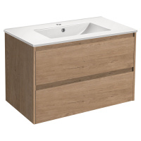 База под раковину Gio 800 подвесная, 2 выкатных ящика soft-close, N.Oak - Gidratop.ru изображение