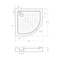 Акриловый поддон CEZARES TRAY-A-R-80-550-15-W - Gidratop.ru изображение