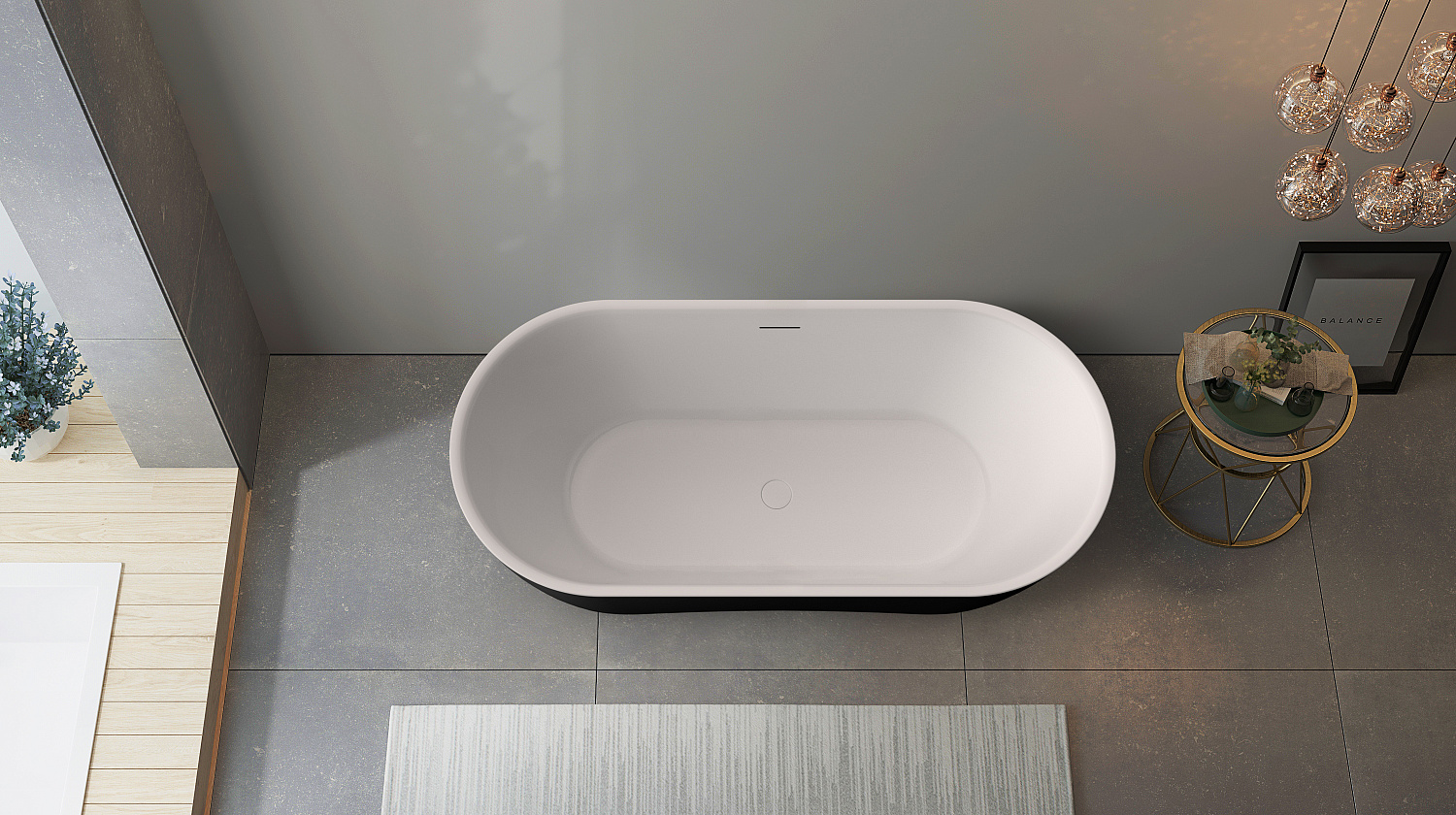 Акриловая ванна BELBAGNO BB70-1700-800-W/NM Белый Глянец внутри, черный матовый снаружи