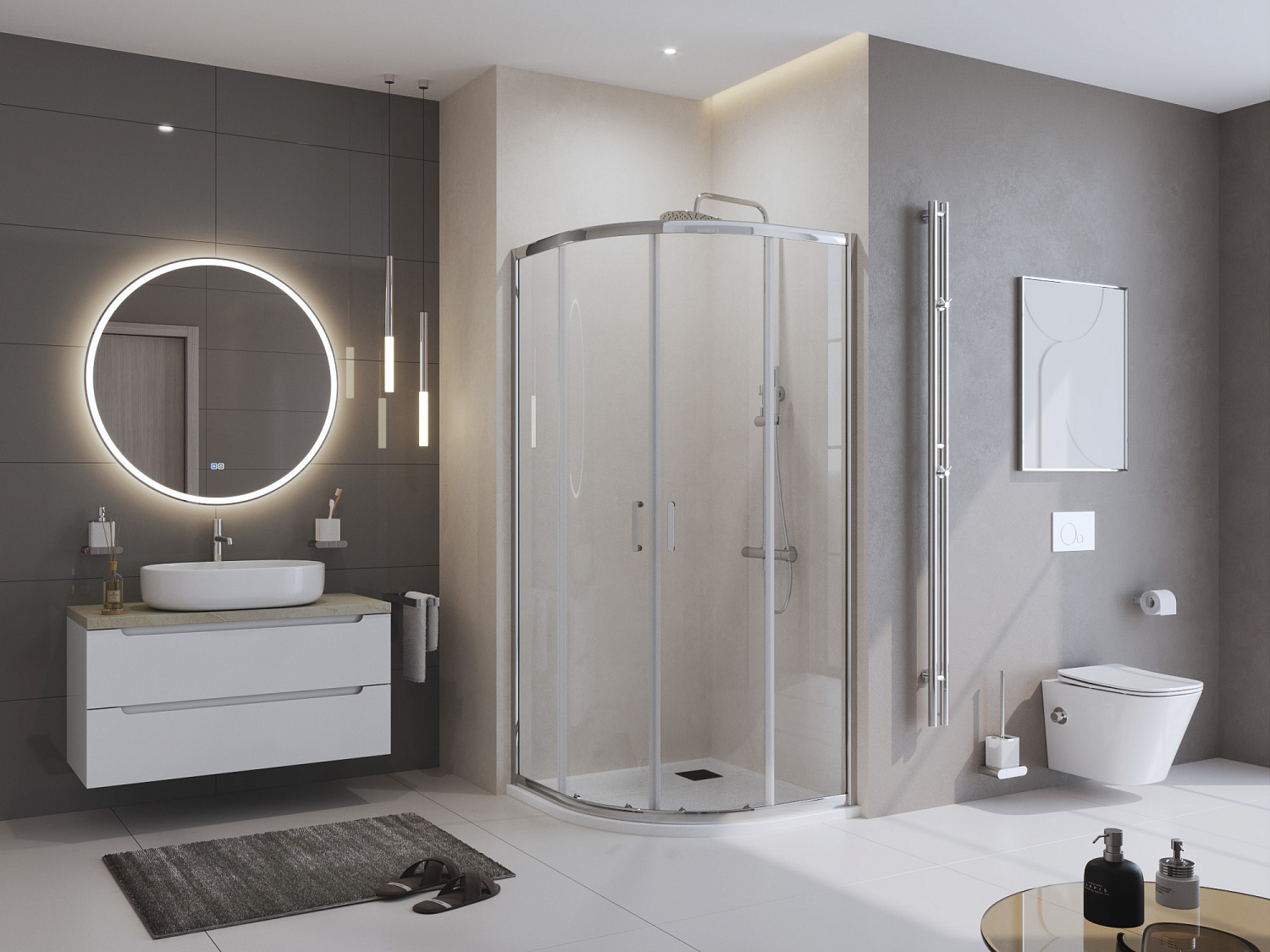 Душевой поддон из искусственного мрамора в комплекте с сифоном BelBagno UNO TRAY-MR-UNO-R-80-550-35-W-NO